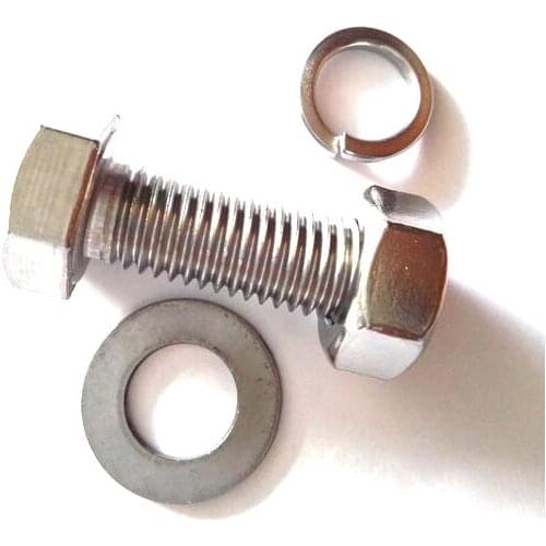 M12 M14 M16 304 Stainless Steel Hexagon Head Screws Hex Bolt Hex Nut Flat Spring Washers DIN933 DIN934 DIN125 DIN127 L= 25-80mm