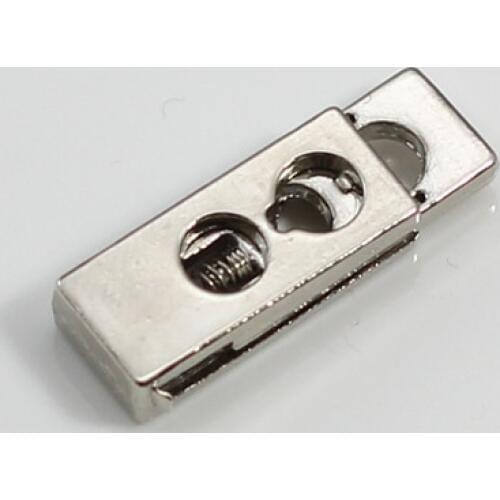 Metal Silver Plated Stopper Toggle Buckle Rope Clamp Cord Locks Drawstring Stops End Button 2 Holes Sewing Supplies 100pc/NK161