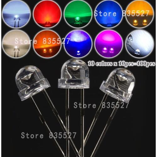 100pcs MIX 5mm LED F5 Assorted Kit Straw Hat Clear Warm White Green Red Blue UV Yellow Orange Pink DIY Light Emitting Diode Set