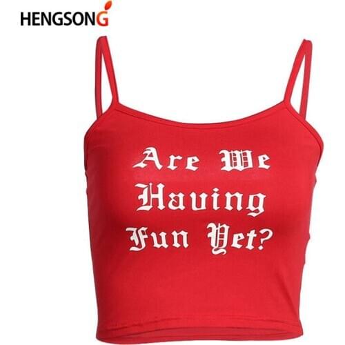 New Summer Sexy Tank Tops Women Ladies Hot Crop Tops Red Solid Letters Printed Sleeveless Camisole Tops Womens Vest
