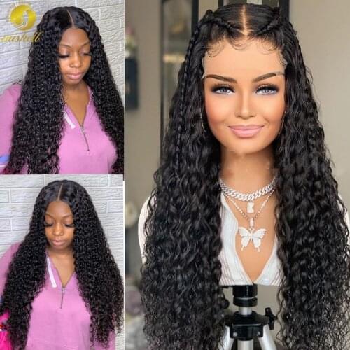 Mishell Kinky Deep Curly Lace Front Wig Human Hair Wigs Pre Plucked 13X4 Lace Wigs For Black Women