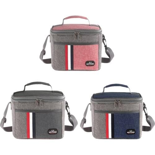 Portable Thermal Insulated Stripe Lunch Box Tote Cooler Handbag Picnic Bags Bento Pouch Dinner Container School Food Storage Bag