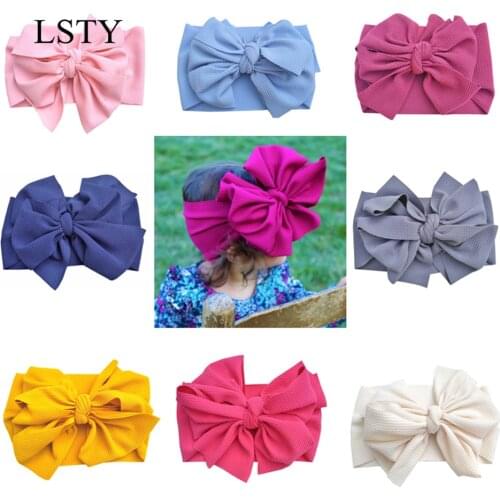 Double Bows Baby Headband Wide Infant Baby Girl Headband Birthday Party Headwear Baby Turban Big Bow Hair Accessories 15 Colors