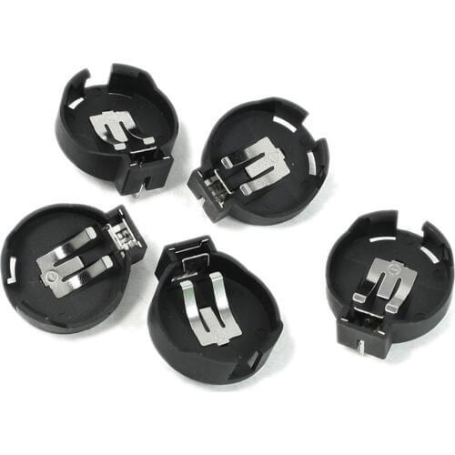 Practical-PCB Hole Plugging Type CR/LIR2450 Button Cell Battery Holder 5 Pcs Black