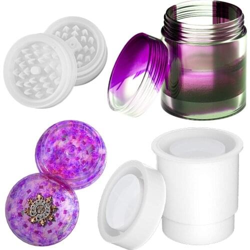 DIY Crystal Epoxy Cylindrical Bottle Herbal Grinder Lotus Grinding Cigarette Case Resin Silicone Mold Combination