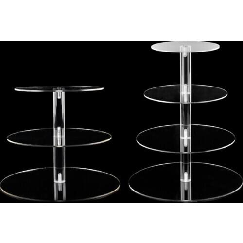Transparent Round Acrylic 3/4 Tier Cake Holder Party Cupcake Display Stand Rack Portable Durable Transparent Easy to Assemble
