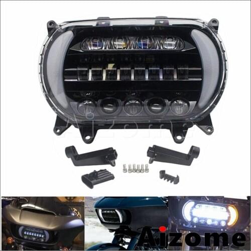 Motorcycle LED Headlight Integrated Turn Signals W/White Running Lights Lamp For Harley Road Glide Motorbike Headlamp 2015-2020