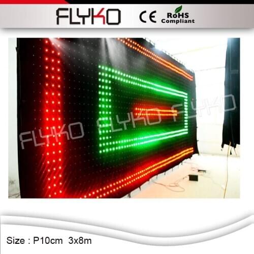 Waterproof video curtain P10 3x8m led cloth dispaly function festival backdrop