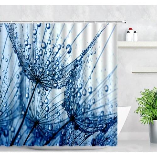 Water Drop Blue Dandelion Waterproof Bathroom Hanging Curtain Flowers Plant Rural Scenery Modern Home Decor Shower Curtains Sets