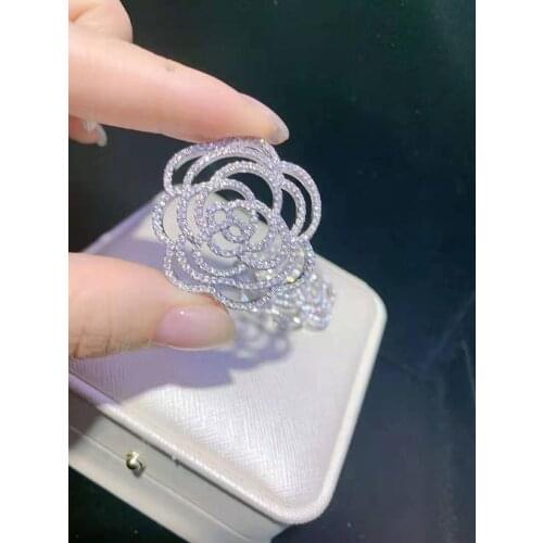 High-grade zircon micro inlay diy pearl necklace camellia flower clasp accessories long sweater chain link clasp accessories