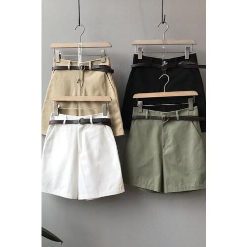 Womens Summer Shorts 2021 Korean with High Waist Female Loose Temperament Classic lacing Wide Womens Casual Shorts