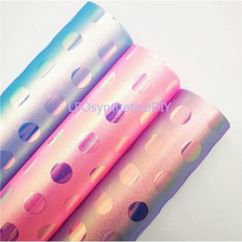 1PC 21X29CM See Through Faux Leather Fabric, Printed Dots Iridescent PVC For Making Bows LEOsyntheticoDIY T295