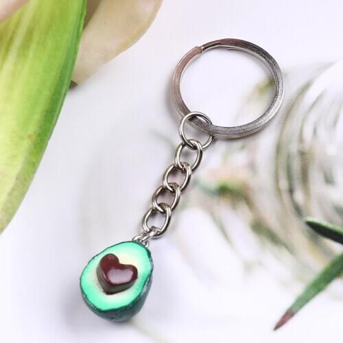 1PCS Mini Simulation Fruit Avocado Heart-shaped Keychain Cute Avocado Backpack Key Chain Pendant Jewelry Key Ring Friend Gift