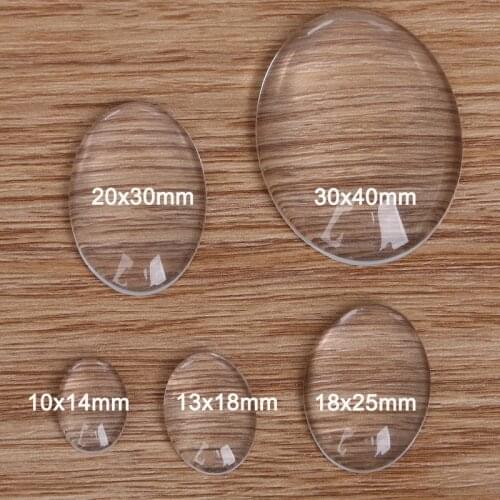 10-50pcs/lot Oval Transparent Clear Glass Cabochon Flat Back for Necklaces Bracelet Earrings Jewelry Making