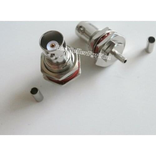 10PCS Connector BNC Q9 Female Jack Bulkhead O-ring Crimp For LMR100 RG316 RG174 Cable RF