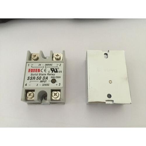 10PCS SSR50DA SSR-50DA Manufacturer 50A ssr relay,input 3-32VDC output 24-380VAC