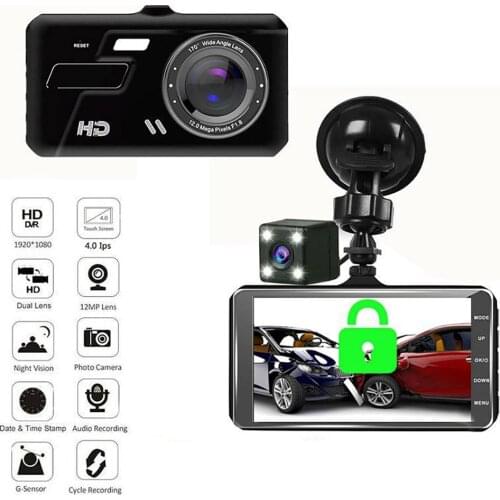 Car DVR Dash Cam Video Recorder RearView Dual Camera 1080P Full HD Car Camera 4.0" Cycle Recording Night Vision G-sensor Dashcam