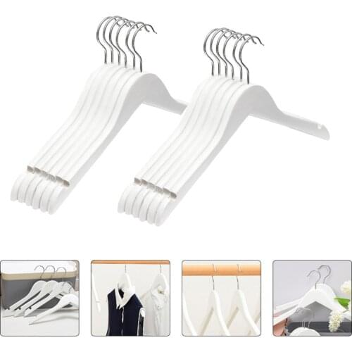 12Pcs White Wood Suit Racks Clothes Hangers Home Clothing Stretchers