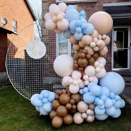 163pcs Birthday Decor Blue Chocolate Brown Doubled Blush Globos Balloon Arch Garland Kit Baby Shower Decoration Wedding Party