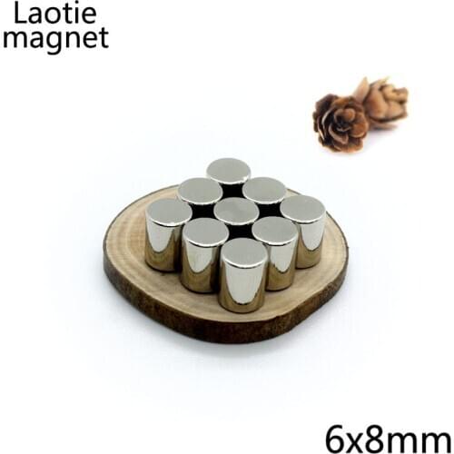 20Pcs 6 x 8 permanent Round Cylinder magnet 6mm x 8mm Rare Earth Strong Neodymium Magnet Bulk Super Magnets 6*8mm Free Shipping