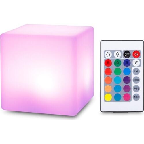 2019 USB Rechargeable LED Cube Shape Night Light With Remote Control For Bedroom 7 Colors Changing Night Light Built-In Battery