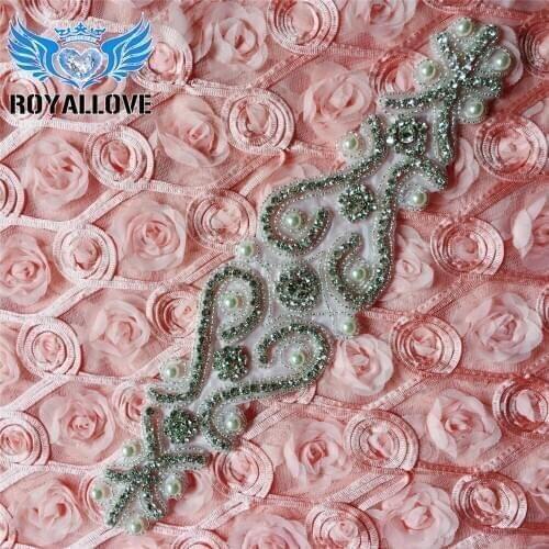 30pcs) Hand Beaded Pearl Rhinestones Appliques For Wedding Dresses Sash Rhinestone Applique Sew On DIY Bridal Accessories patch