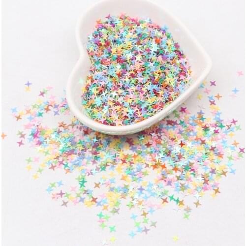 4mm Cross Star Glitter Holo Mixes Four Angle Star Nail Glitter Sequins For Crafts Handcraft Fill Star Paillette Diy Material