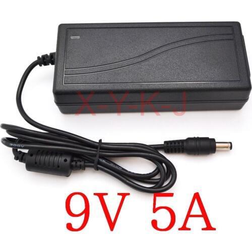 50PCS High quality IC solutions AC 100V-240V DC 9V 5A Switch power supply, 45W LED adapter, DC 5.5*2.1-2.5mm +Free shipping