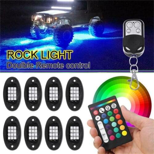 8pcs RGB LED Rock Light Underglow Neon LED Light Kit for Jeep off-Road Truck Car Lights Decoration