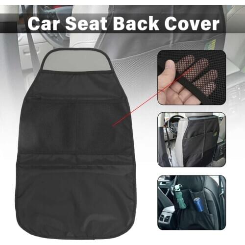 Car Back Seat Kick Mat w/ Storage Bag Back Protector Cover Keep Clean Scuff Dirt Protect Black Anti Kid Children Kick Pad