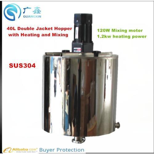 40L Hopper with Heating and Mixing for food and cosmetic product mini mixing Agitator and emulsification hopper