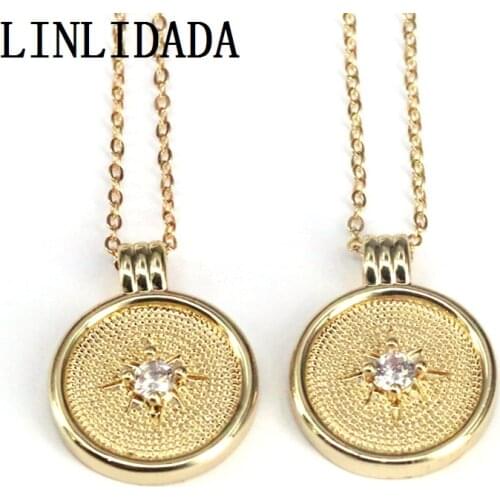 10Pcs Gold Color Round Pendant Chain Necklace For Women Girls 2020 Fashion Boho Jewelry Gift