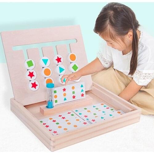 Montessori Education Wooden Toys Four Color Matching Game Early Children Kids Preschool Training Learning Building Blocks