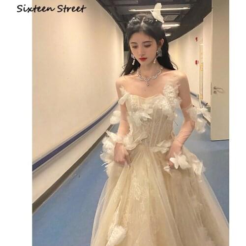 Elegant Mesh Evening Party Dresses for Woman Sleeveless Sexy Maxi Dress Woman Vestido Summer Strapless Apricot Long Dress