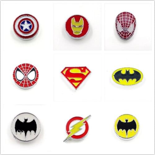 Super Heros Flash Slide Charms Enamel Slider Beads For 8mm Belt DIY Jewelry Making
