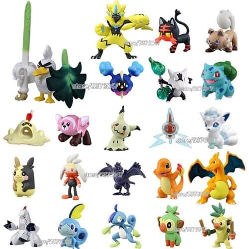 Hot Pokemons Anime Figures Charmander Rockruff Lycanroc Litten Pikachu Rowlet Treecko Eevee Greninja Pokemons Action Figure Toys