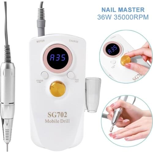 35000RPM LCD Portable Rechargeable Nail Drill Polish Machine Manicure Electric Nail File Nail Art Tools Set for Nail Drill bit