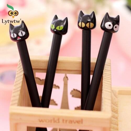 1 Piece Stationery Cute Cartoon Black Cat Pen Creative School Office Gel Pens Supply Kawaii Handles Gift sweet pretty lovely