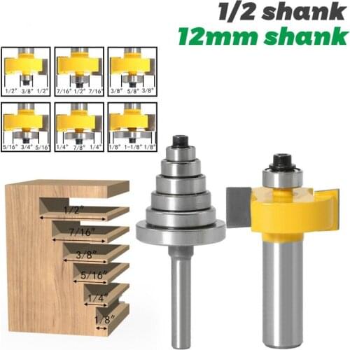 Rabbet Router Bit with 7 Bearings Set - 1/2" Shank 12mm Shank Woodworking cutter Tenon Cutter for Woodworking Tools