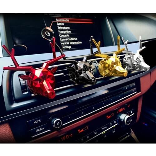 [Creative] Deer head Antlers Car Air Freshener Air Outlet Solid Fragrance Clip Aromatherapy Diffuser Car Perfume Decoration