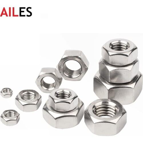 M1 M1.2 M1.4 M1.6 M2 M2.5 M2.6 M3 M3.5 M4 M5 M6 M8 M10 M12 M16 M20 M22 M24 M27 M30 M33 304 Stainless Steel Hexagon Nuts DIN934