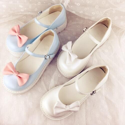 Vintage Sweet Lolita Shoes Round Head Heavy-Bottomed Cute Anime Loli Shoes Girl Princess Comfortable Bowknot Kawaii Shoes Cos 2