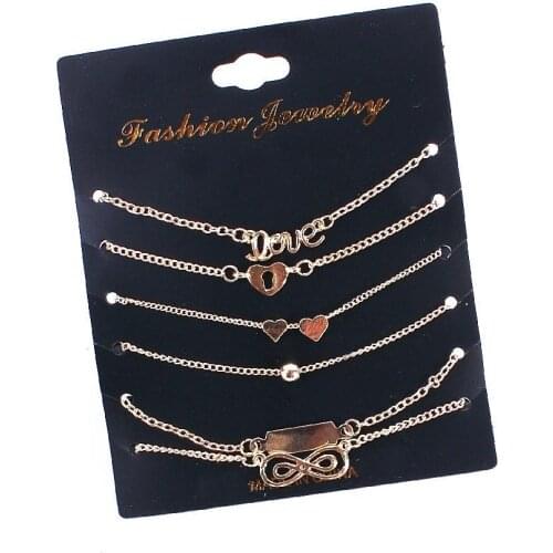 Fashion Temperament 8 Word Love Alloy Chain Multilayer Bracelet For Women Simple Vintage Metal Jewelry Wholesale