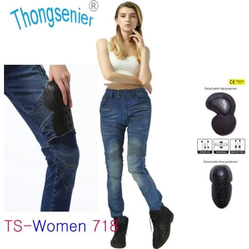 Motorcycle Ms Riding Pants Pantalon Moto Jeans for Women Motocross Racing Trousers with 4 Knee Hip Protective Pads