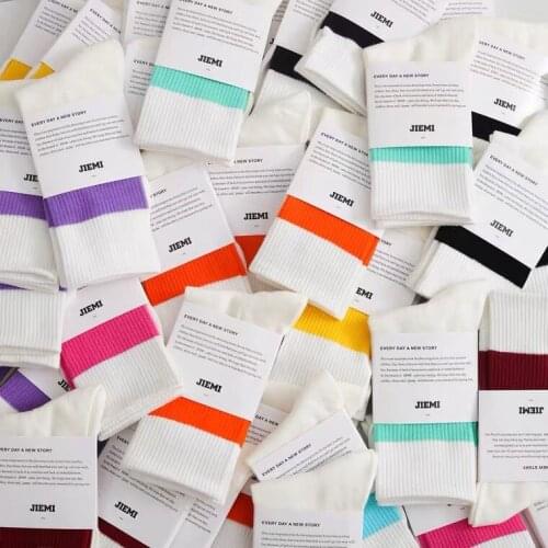 Tide brand medium tube tooling ins socks medium tube socks hit color bar men and women cotton socks