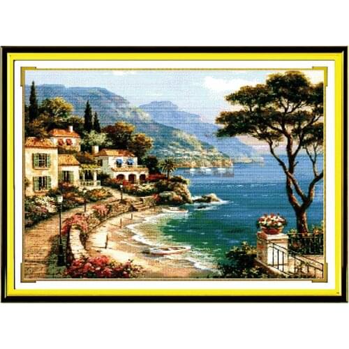 Love Harbor Counted 11CT printed 14CT Unfinished Cross Stitch landscape Cross Stitch Sets for Embroidery Home Decor Needlework-9