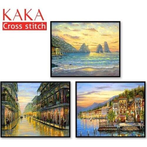 Cross stitch kits,Embroidery needlework sets with printed pattern,11CT-canvas for Home Decor Painting,Landscape Full NCKS032