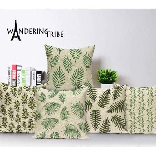 Tropical Print Pillowcases Elegant Cushion Covers Plant Cushions For Living Room Green Leaf Decorative Pillow Sofa Kissen Case