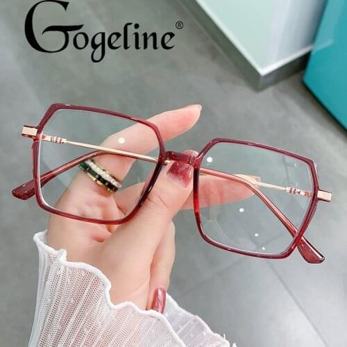 New Anti Blue Light Irregular Eyewear for Women Men Computer Glasses Blocking Glasses Optical Spectacle Red Transprent Eyeglass