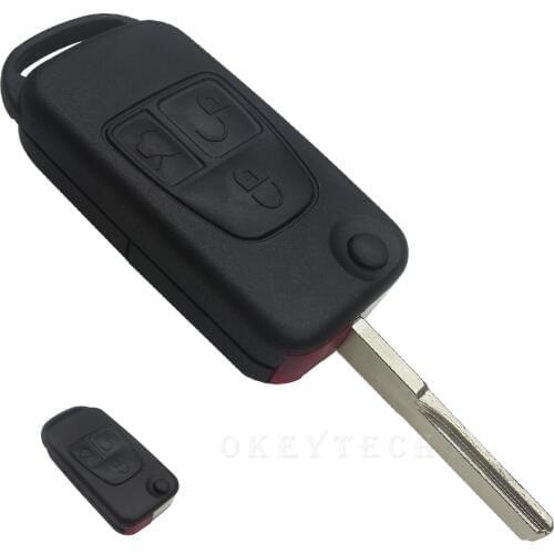 OkeyTech 3 Button Flip Folding Key Shell Case For Mercedes Benz W168 W202 W203 ML A C E S W C S Class ML320 C230 ML430 Car Key